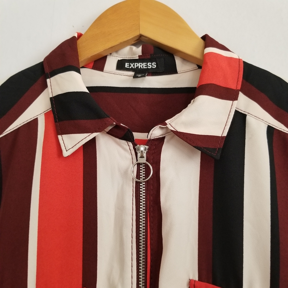 Express Striped Red Black Dress Size Medium - Picture 3 of 7